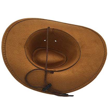 Men's Outback Faux Felt Wide Brim Western Cowboy Hat - color: Brown