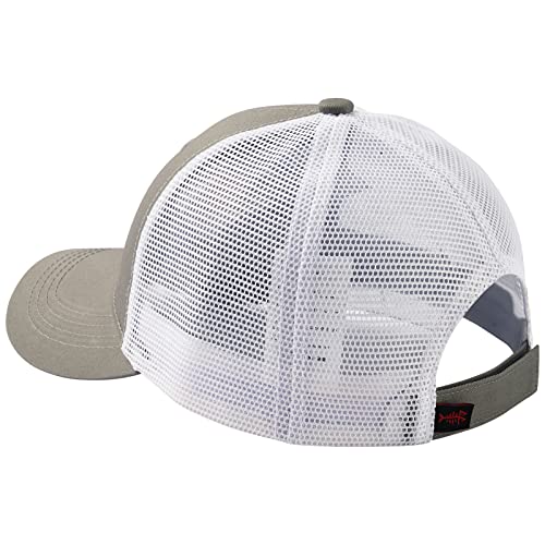BASSDASH Altimate Fishing Hat Mesh Back for Men Women Adjustable Baseball Trucker Cap - color: Grey/Fish Flag