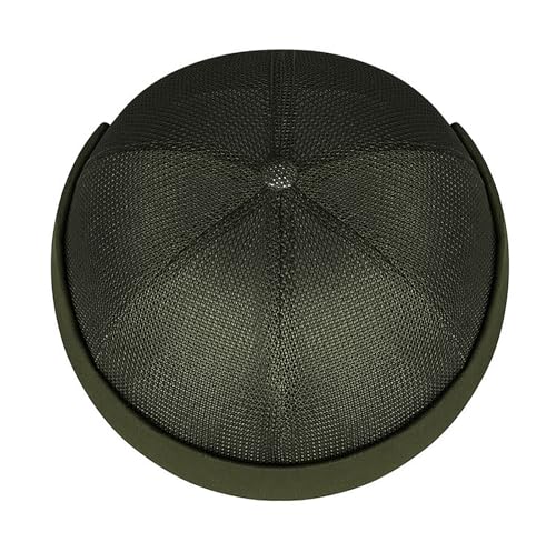 DIYDECAL Mens Mesh Brimless Cap,Summer Skullcap Docker Beanie Hat - color: Dark Green