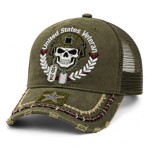 DD-214 Not Dead Yet Veteran Caps, Patriotic Baseball Cap, Patriotic Veteran Day Gifts for Retired Soldiers - color: Green