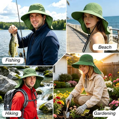 Solaris Small‑Head‑Fit Sun Hat with Neck Flap for Men & Women - color: #1 Green, size: One Size