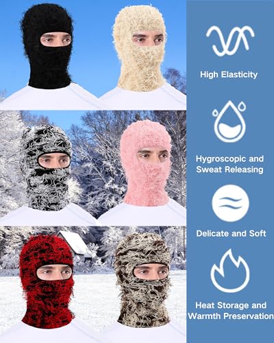 yolrdiw 2 Pieces Winter Distressed Balaclava Knitted Ski Full Face Mask for Women Men - color: 3 Pcs a