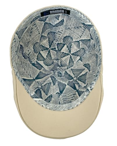Broner Mens Wayward Brushed Cotton Six Panel Pub Cap with Geometric Print Lining - color: Beige, size: X-Large