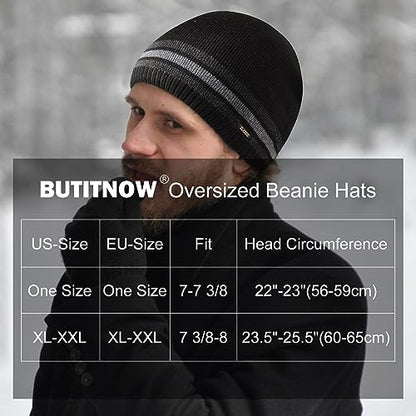 Oversize XXL Winter Beanie Knit Hat for Men - color: D1-dark Grey