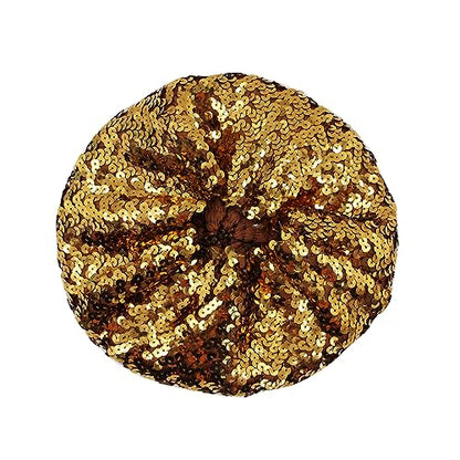 JUMISEE Sparkly Sequin Berets for Women Girls Fashion Beanie Hat Costume Accessories for Festival Party Dance - color: Coffee