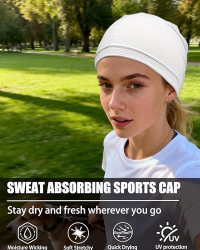 3-Pack Cooling Camo Skull Caps Summer Beanies for Men Women - color: Black+gray+white