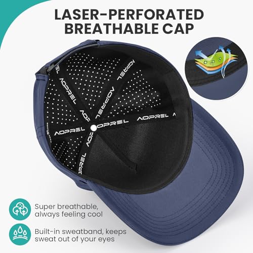 AOPREL 남성용 여성용 야구 모자 방수 빠른 건조 퍼포먼스 모자 S-L - color: 네이비, size: 6 1/2-7