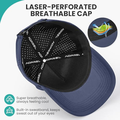 AOPREL 남성용 여성용 야구 모자 방수 빠른 건조 퍼포먼스 모자 S-L - color: 네이비, size: 6 1/2-7