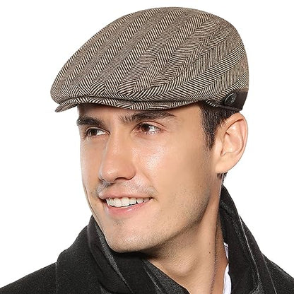 Sumolux Mens Newsboy Hat Flat Cap Gatsby Lvy Irish Hats Driving Cabbie - color: A Coffee