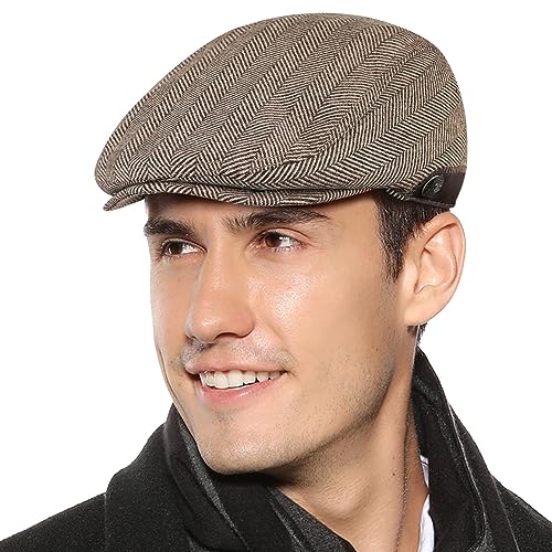 Sumolux Mens Newsboy Hat Flat Cap Gatsby Lvy Irish Hats Driving Cabbie - color: A Coffee