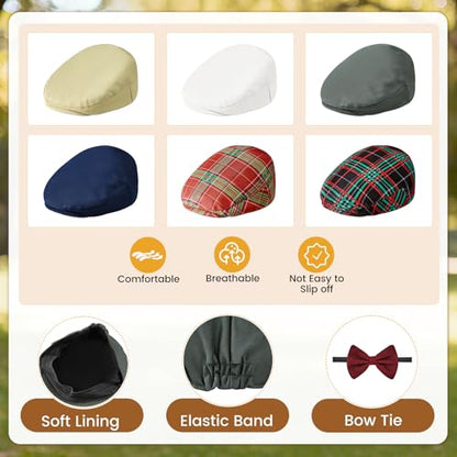 American Trends Baby Boy Newsboy Cap 2 Pack with Bow Tie - color: Black Grid, size: 4-8 Years