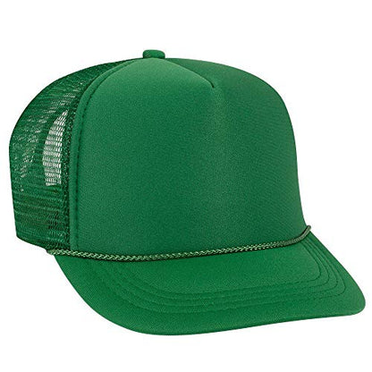 OTTO Polyester Foam Front Youth 5 Panel High Crown Trucker Hat - color: Kelly