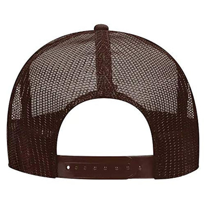 Ashen Fane Polyester Foam Front 5 Panel High Crown Mesh Back Trucker Hat - color: Brn/Tan/Brn