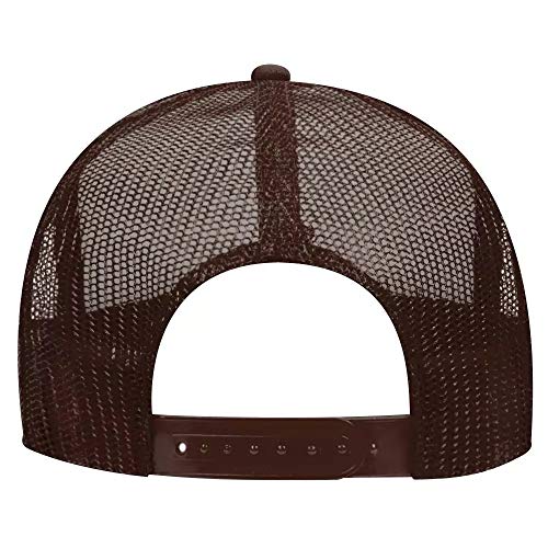 Ashen Fane Polyester Foam Front 5 Panel High Crown Mesh Back Trucker Hat - color: Brn/Tan/Brn