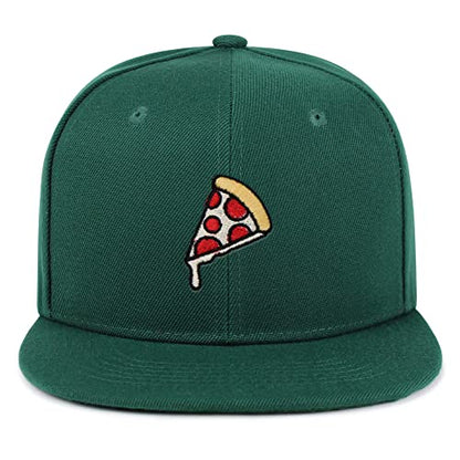 JPAK Pizza Hip-Hop Snapback Hat Embroidered Baseball Cap Foodie - color: 06. Green
