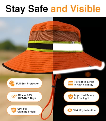 GearTOP Safari Hat for Men Sun Hats for Women UV Protection UPF 50+ Fishing, Gardening, Hiking Hat (22-23 1/2") - color: Orange Standard 1 Pack