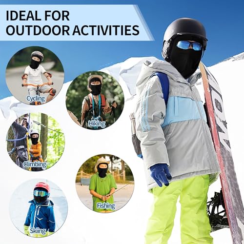 Pukavt 1-3 Pack Kids Balaclava Ski Mask for Boys and Girls - color: Black/Pink-2pk(thin )