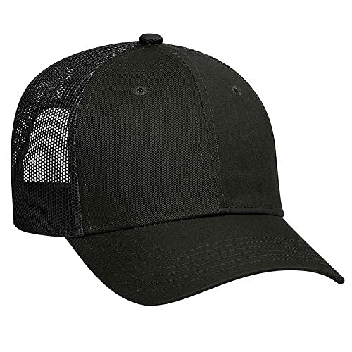 Ashen Fane 6 Panel Blend Twill Structured Low Profile Mesh Back Snapback Trucker Hat - color: Black