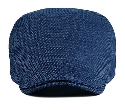 DIYDECAL Mens Breathable Mesh Summer Hat Adjustable Newsboy Beret Ivy Cap Cabbie Flat Cap - color: Navy Blue