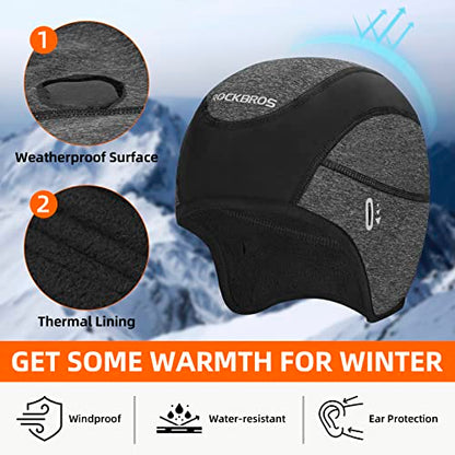 ROCKBROS Winter Cycling Caps for Men Women Windproof Sun Visor - style: No Sun Visor Style One-2 Packs