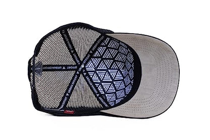 Urban Effort Trucker Hat for Men & Women, Mesh Back Baseball Cap, 5 Panel - color: Grey + Black Patch, style: Mesh Back