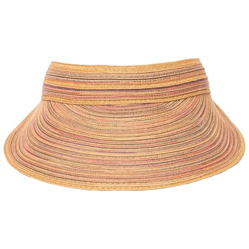 San Diego Hat Company Women's Mixed Braid Brim Visor with Velcro, Sun Hats for Women - color: Rust