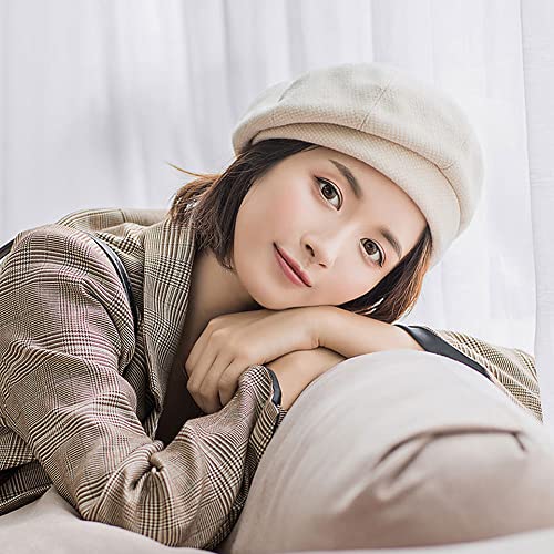 Women Winter Classic Beret Hat Newsboy Cap Painter Hats Houndstooth Beret Hats - color: Py06-milky