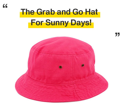 KBETHOS® 100% Cotton Washed Bucket Hat - color: Hot Pink, size: Large-X-Large