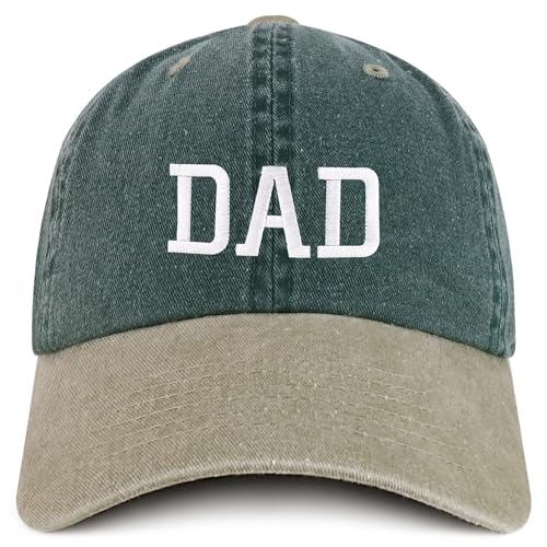 Trendy Apparel Shop Dad Embroidered Pigment Dyed Low Profile Cotton Cap - color: Spruce Khaki
