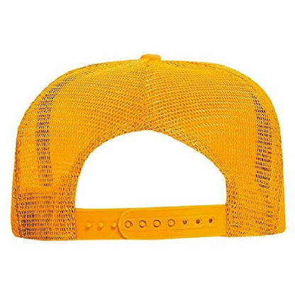 OTTO Polyester Foam Front 5 Panel High Crown Mesh Back Trucker Hat - color: Gold