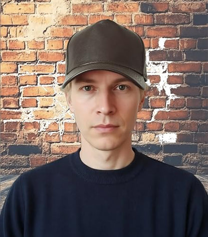 Leather Baseball Cap, Adjustable PU Leather Outdoor Sport Caps for Men Women - color: Brown