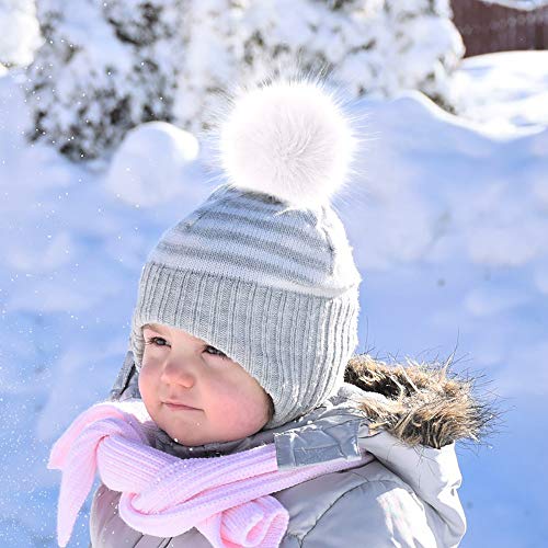Coopay 16 Pieces Faux Fox Fur Pom Pom Balls DIY Fur Fluffy Ball with Elastic Loop for Hats Keychains Scarves Gloves Bags Charms Knitting Accessories (White) - color: White