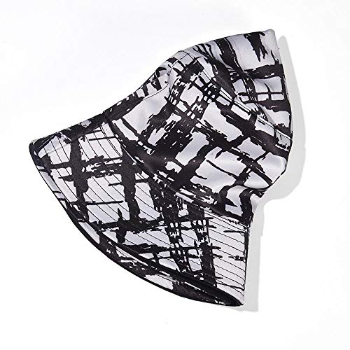 Quanhaigou Bucket Hat for Men Women,Packable Reversible Printed Sun Hats,Fisherman Outdoor Summer Travel Hiking Beach Caps - color: Black White
