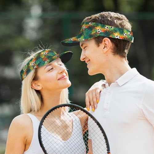 Adjustable Lightweight Open Top Sports Sun Visor Hat Cap for Golf Tennis - color: Tropical Palm Leaves Soccer