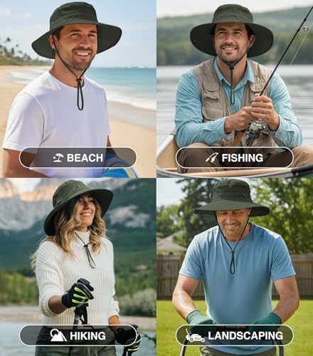 GearTOP Safari Hat for Men Sun Hats for Women UV Protection UPF 50+ Fishing, Gardening, Hiking Hat (22-23 1/2") - color: Army Green XL 1 Pack