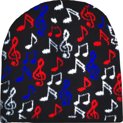 Music Beanies/Assorted Designs, Styles, & Colors - color: Cuffless, style: Multicolor Notes