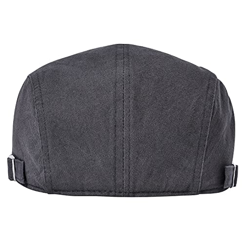 VOBOOM Men Cotton Adjustable Newsboy Beret Ivy Cap Cabbie Flat Hat - color: Grey
