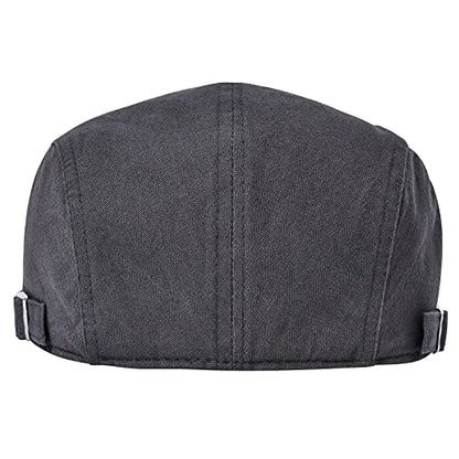 VOBOOM Men Cotton Adjustable Newsboy Beret Ivy Cap Cabbie Flat Hat - color: Grey