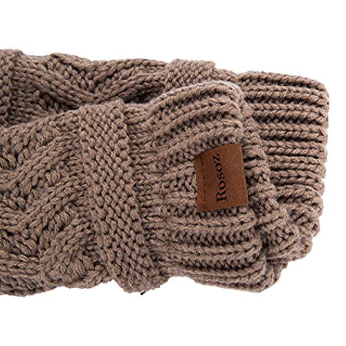Rosoz 2 Pack Ponytail Beanie for Women,Winter Warm Beanie Tail Soft Stretch Cable Knit Messy High Bun Hat - color: 1pack-khaki