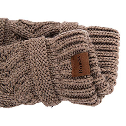 Rosoz 2 Pack Ponytail Beanie for Women,Winter Warm Beanie Tail Soft Stretch Cable Knit Messy High Bun Hat - color: 1pack-khaki