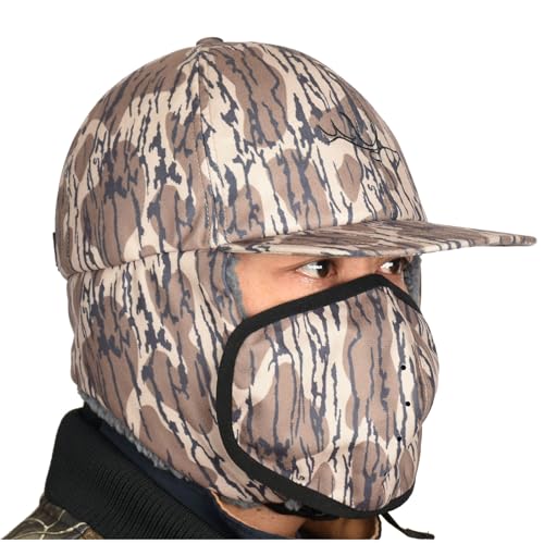 EDTREK Waterproof Trapper Hat with Face Mask for Coldest Conditions - Backcountry Winter Bomber Hat - color: Mo Bottomland Camo, size: Large