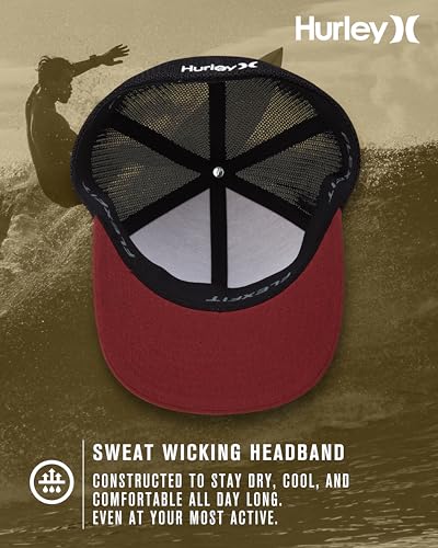 Hurley Mens Mini Icon Mesh Panel Fitted Trucker Baseball Cap - color: Red, size: Small-Medium