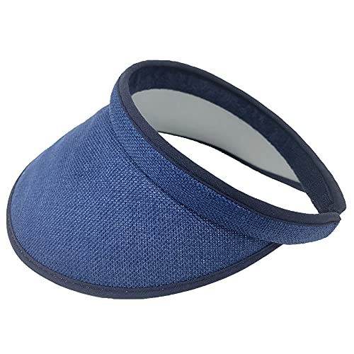 PRO.FASHION Women's Summer Sun UV Protection Visor Wide Brim Clip on Beach Pool Golf Cap Hat-Polyester - color: Navy