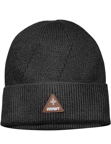 Wool Beanie Hat for Mens Unisex Winter Hats Womens Adults Cuffed Beanies Hiking Knit Skull Cap Warm Fisherman Beanie - color: Black