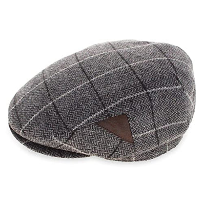 Belfry Wool Blend Tweed Flat Caps Mens Womens 5 Colors - color: Jakegrey, size: X-Large
