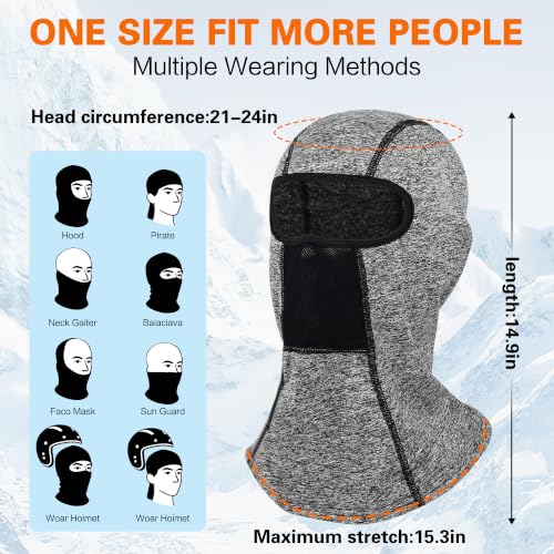 Balaclava Ski Mask for Men Women Velvet-Lined Full Head Cover Neck Gaiter - color: Ylr1-black+beige