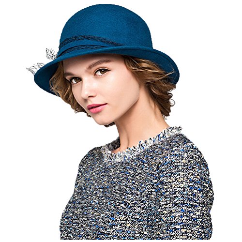 Maitose™ Women's Wool Felt Bowler Hat - color: Blue