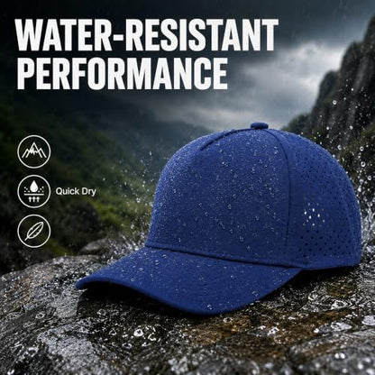 Quick Dry Baseball Cap Waterproof Snapback Trucker Golf Hat for Men Women - color: Black + Navy Blue