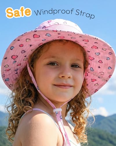 HONGTEYA Baby Toddler Sun Hat, Summer Mesh Bucket Beach Hat for Boys Girls - color: White+heart, size: 6-24 Months