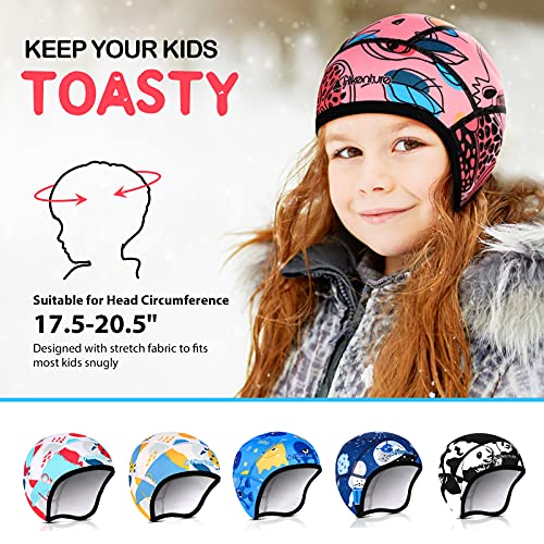 Hikenture Kids Skull Cap Helmet Liner Winter Hat for Boys and Girls Beanie Ski Hat with Thermal Fleece for Snow Sports… - color: Pink